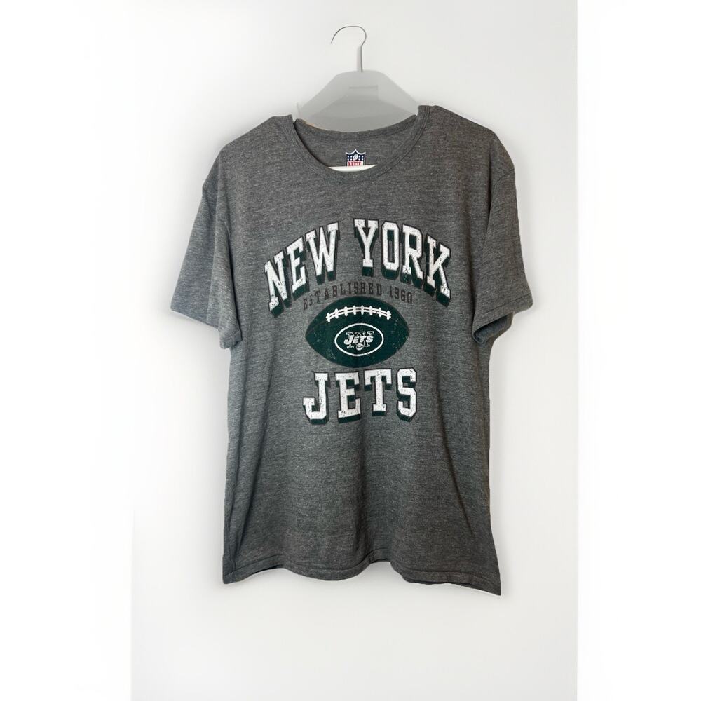 New‎ York Jets NFL Team Apparel T-Shirt Gray L Vintage Style Football Shirt